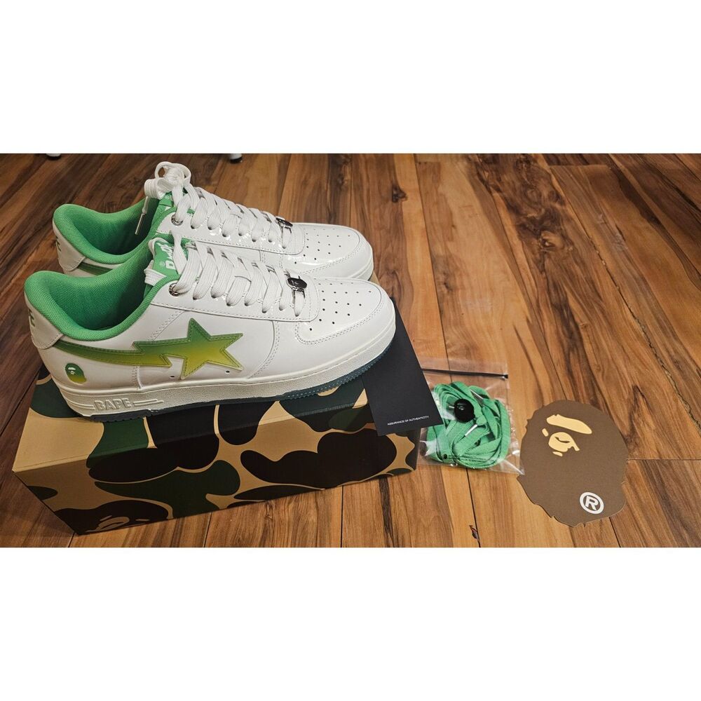 Bape STA #4 White Green Men's US12 JP30 Brand New in Box